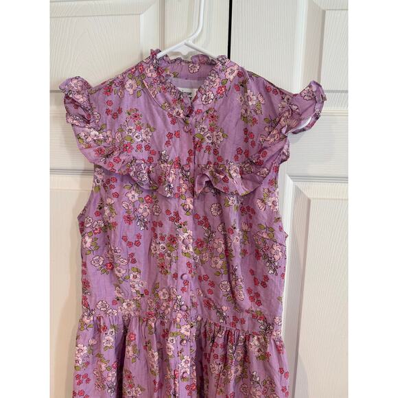 New Unique Vintage Violet Floral Prairie Cottagecore sleeveless Dress - Picture 4 of 7